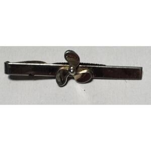 Vintage Art Deco Tie Bar Clip Airplane propeller gold tone HICKOK USA